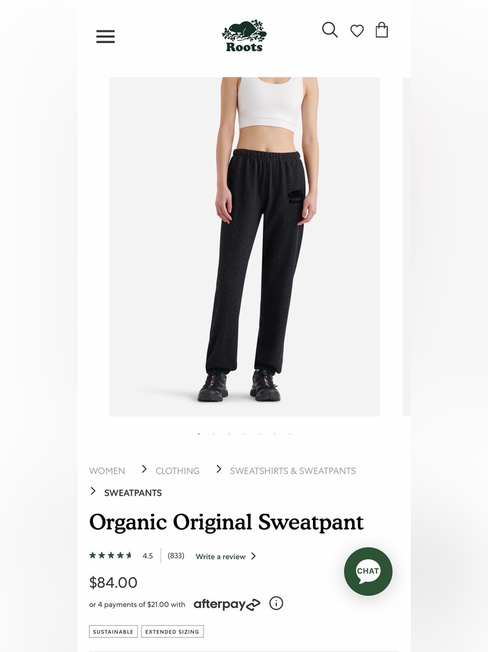 Roots Black Pepper Pants Size Large